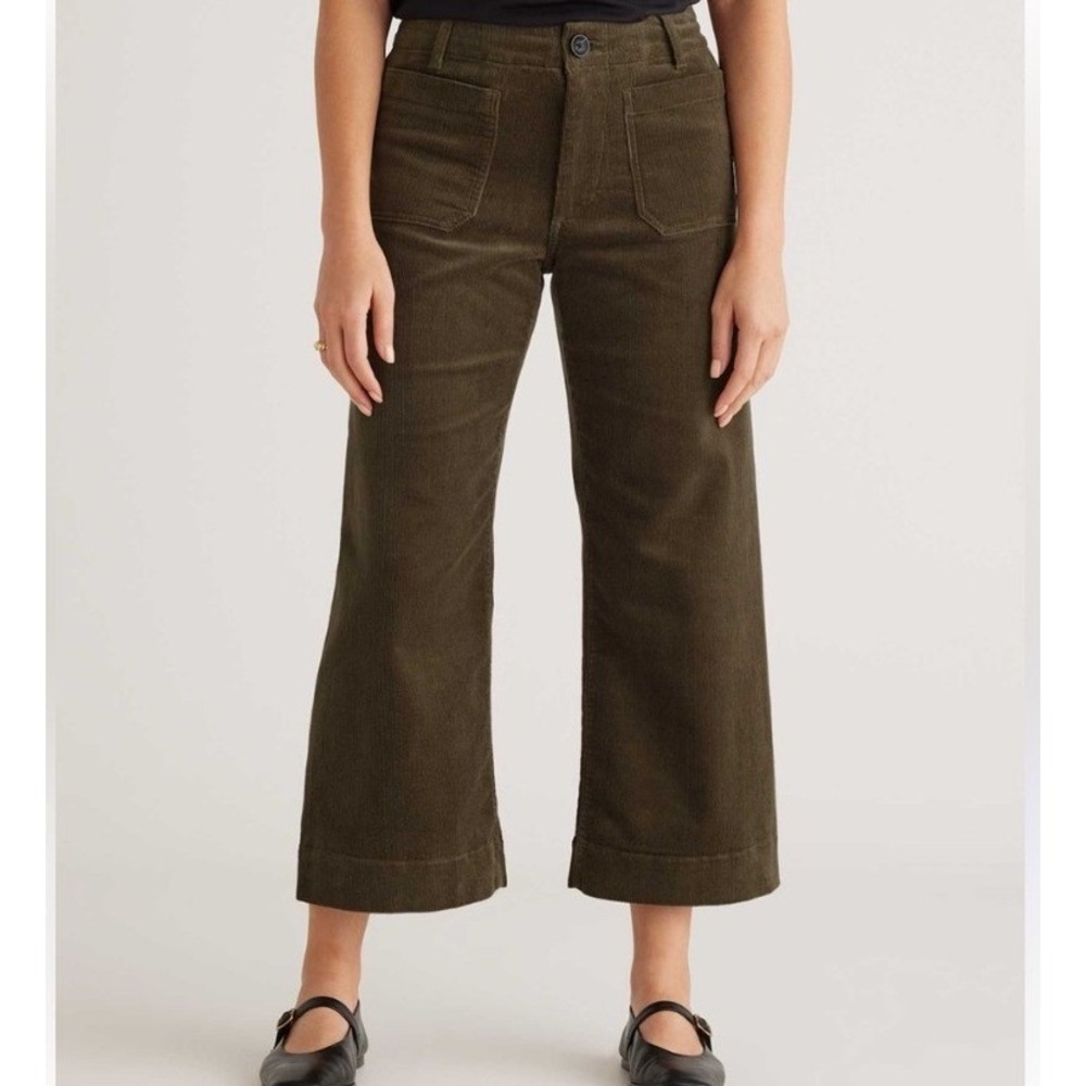 Maeve Anthropologie The Colette Corduroy Wide Leg Pants Olive Green 27